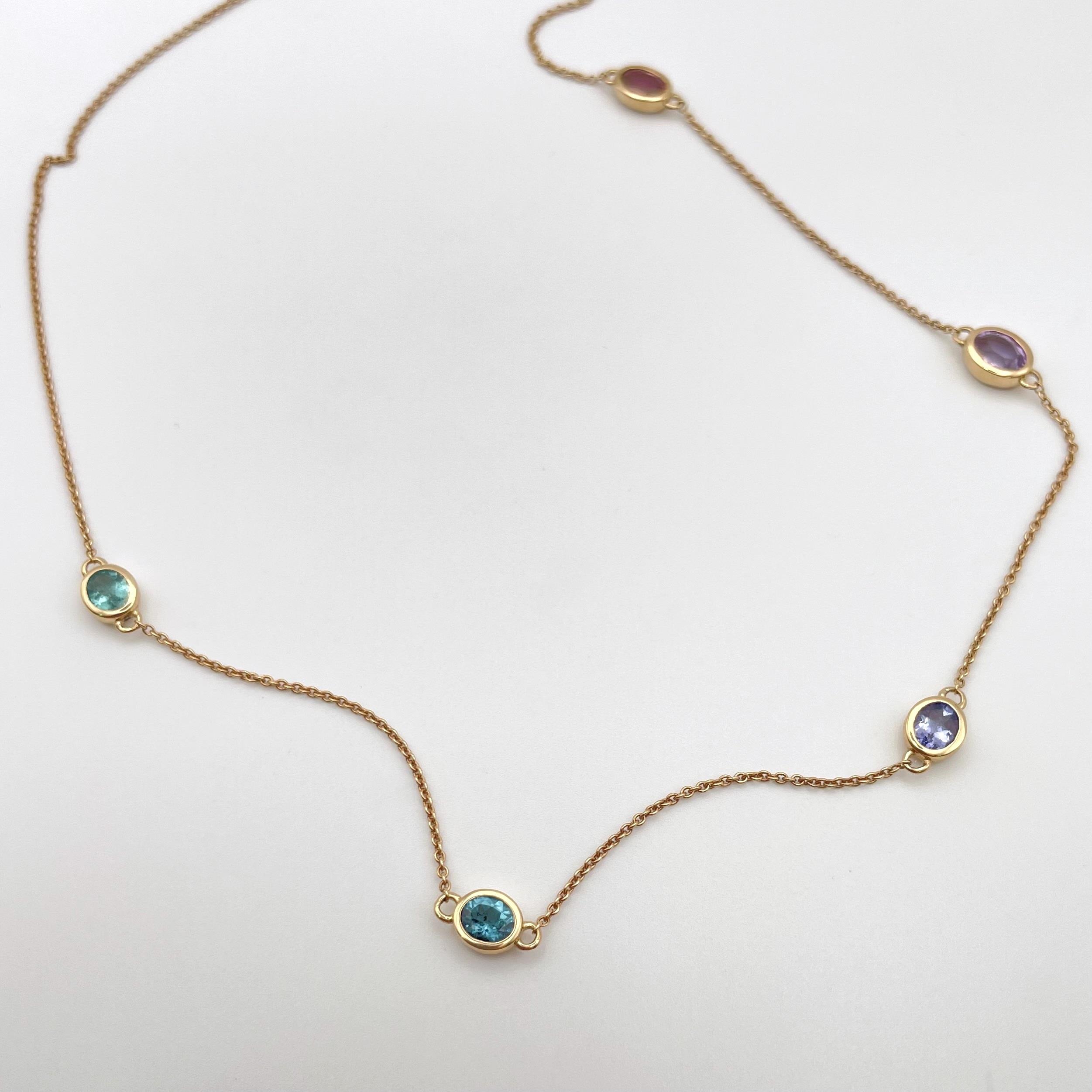 ATELIER WAGNER COLLIER MIT 5 OVALEN BUNTEN EDELSTEINEN - H-OVAL-BUNT-R7