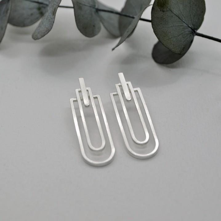 DOPPELLUDWIG OHRRINGE "STILISIERT" AUS SILBER - DL-O-STIL-AG