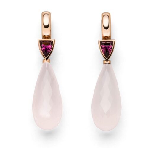 ATELIER WAGNER RHODOLITHE MIT ROSENQUARZEN IN ROTGOLD - OH-PV-Rhodo-RoQu-RG7